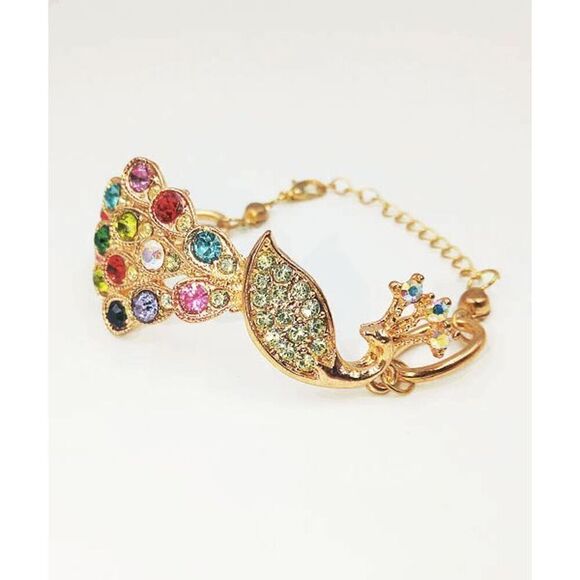 Ladies Rhinestone Peacock Bracelet - Picture 1 of 3